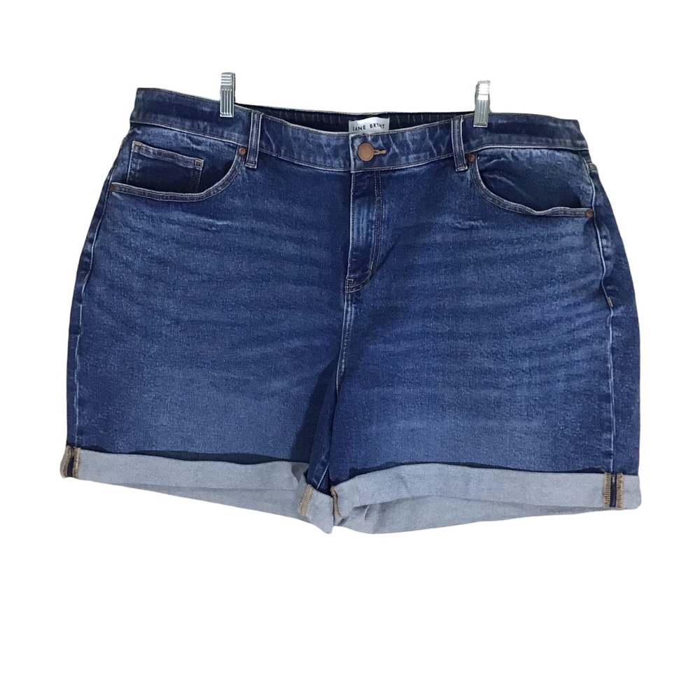 Lane Bryant Mid Rise Boyfriend‎ Midi Denim Shorts Blue 22 Flex Magic Waistband